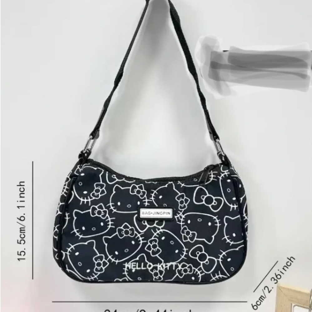 Sanrio Black Shoulder Bag with White Hello Kitty Print - Picture 5 of 5
